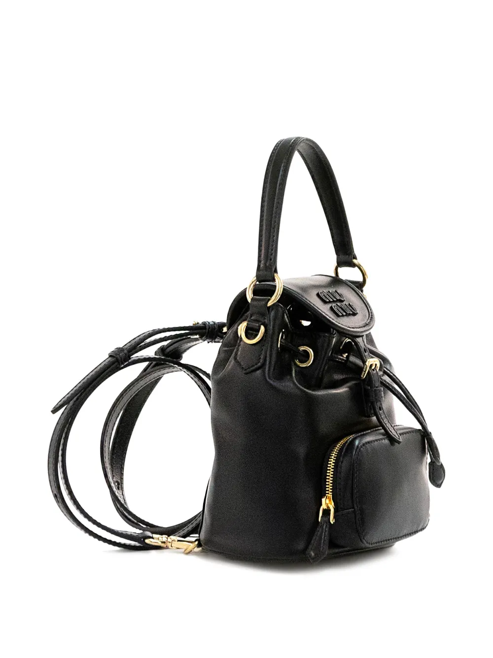  Miu Miu Leather Backpack - Black 