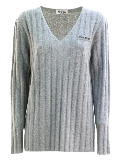 Miu Miu V-neck ribbed sweatshirt