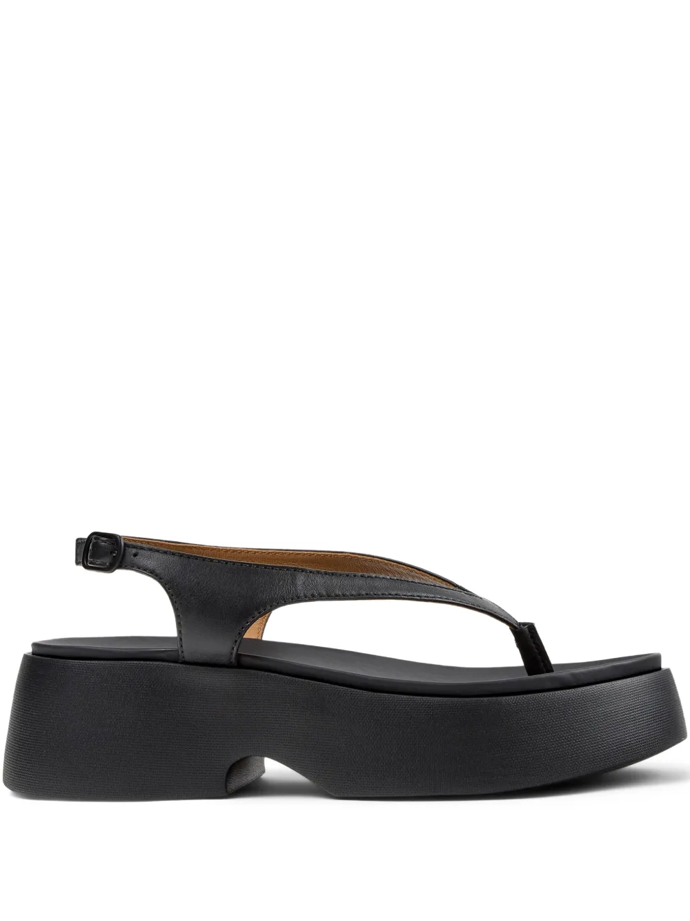 Camper Tasha sandalen met gesp en plateauzool Zwart