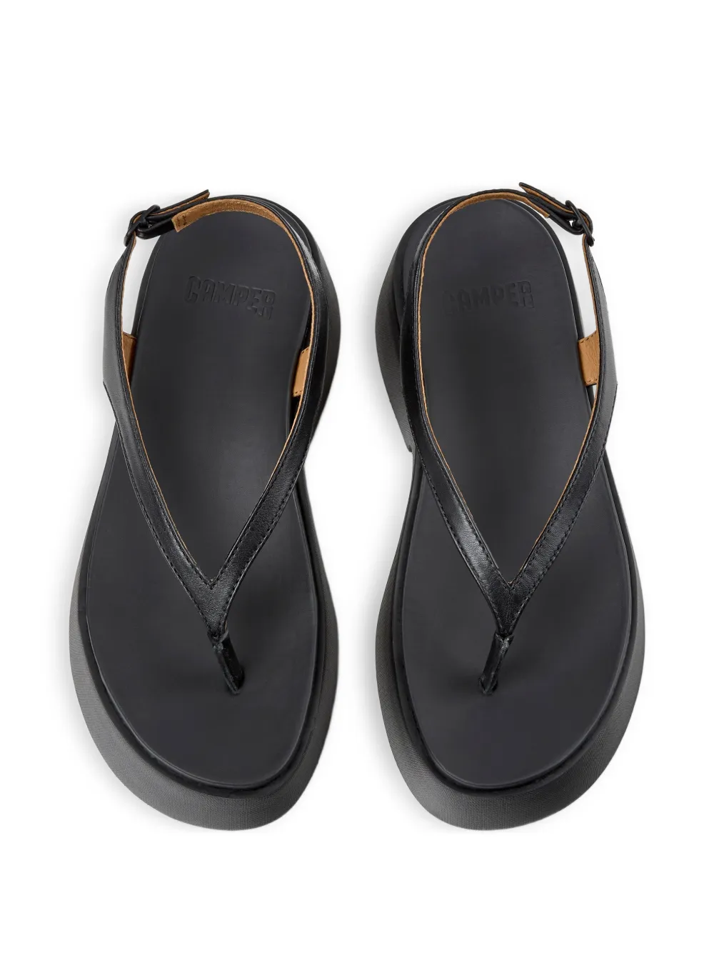 Camper Tasha sandalen met gesp en plateauzool Zwart