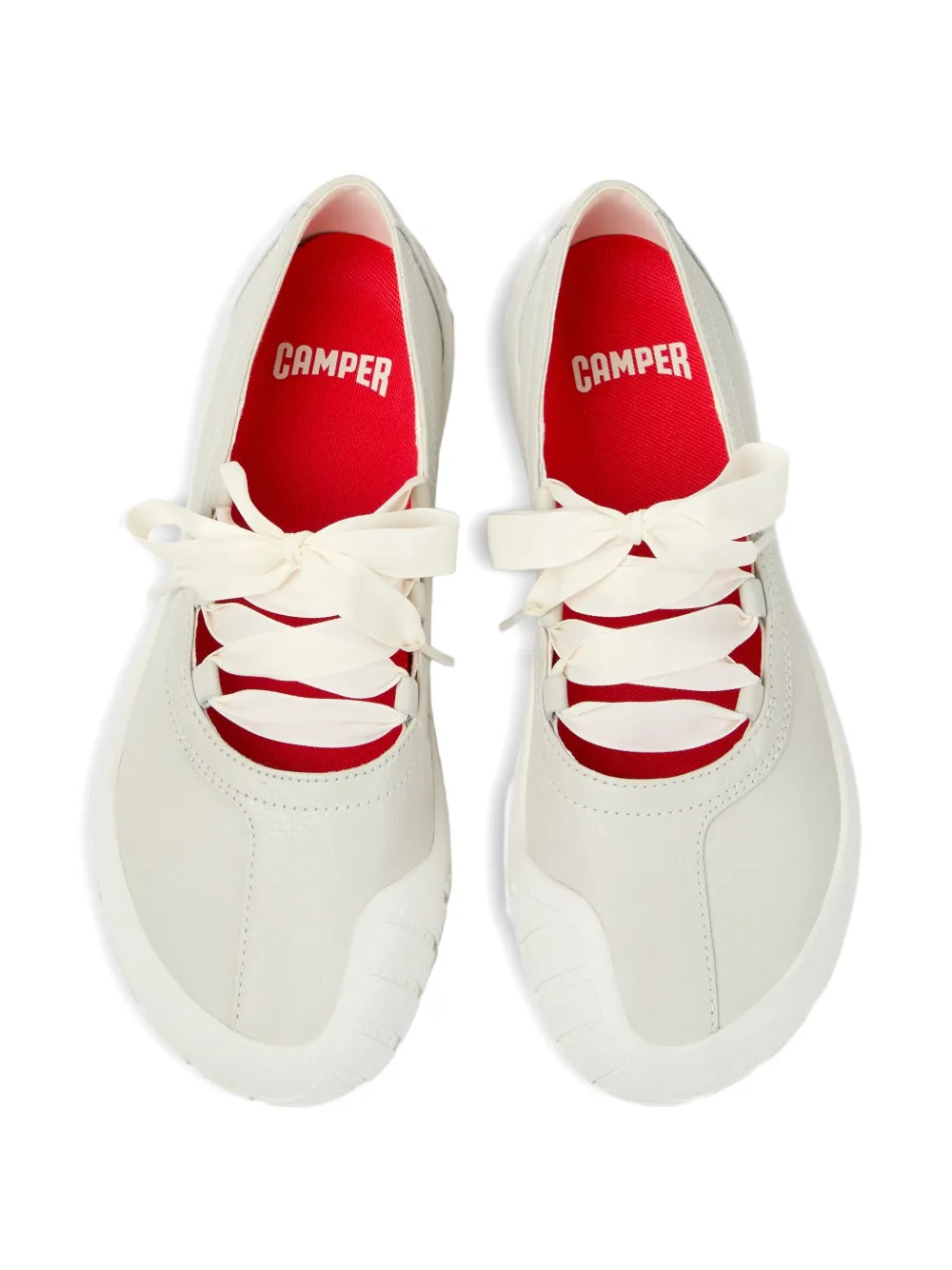 Camper Leren ballerina's met strik Beige