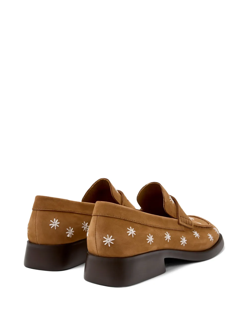 Camper Dana leren loafers met geborduurde bloemen Beige