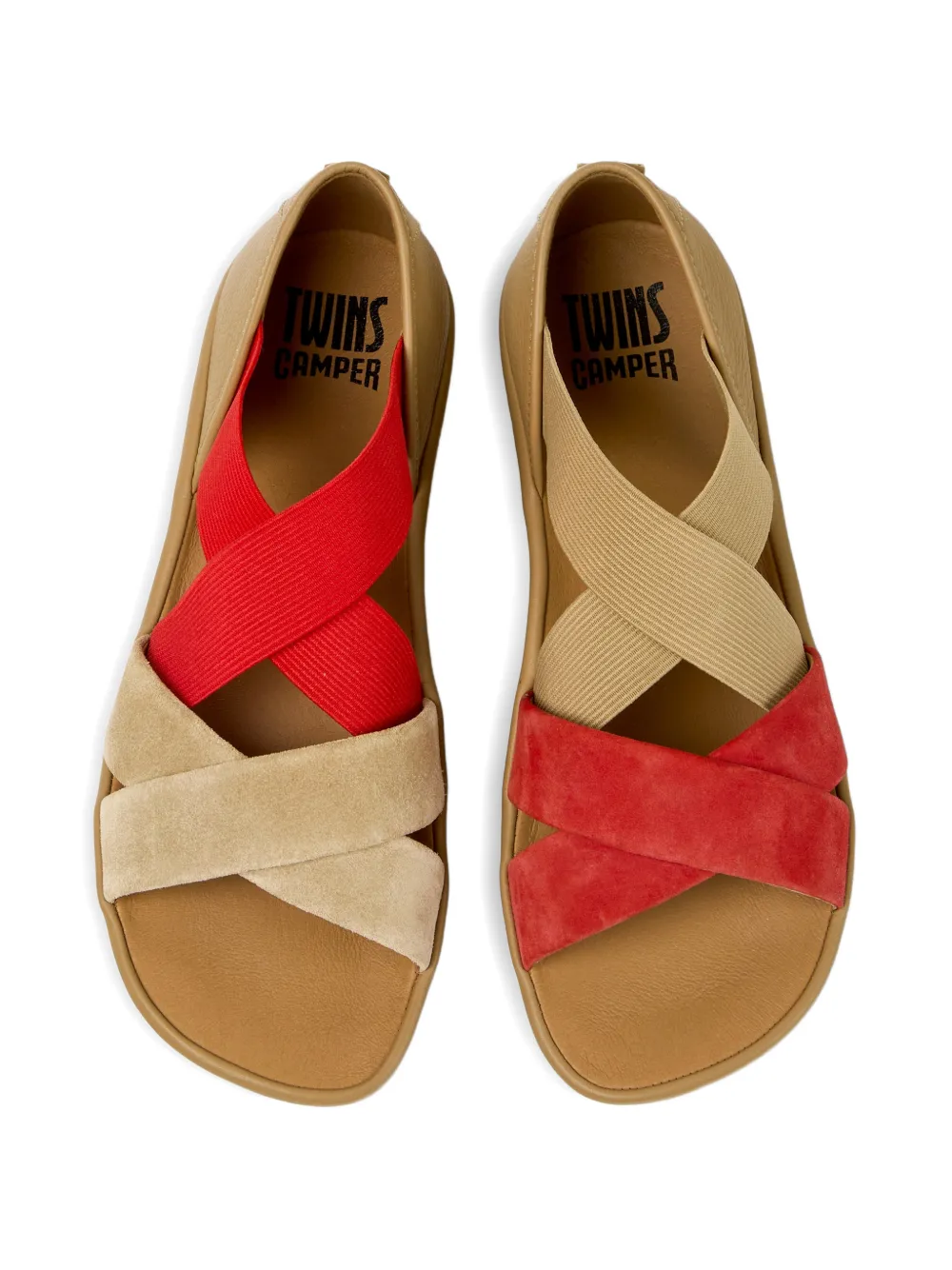 Camper Twins sandalen met gekruiste bandjes Beige