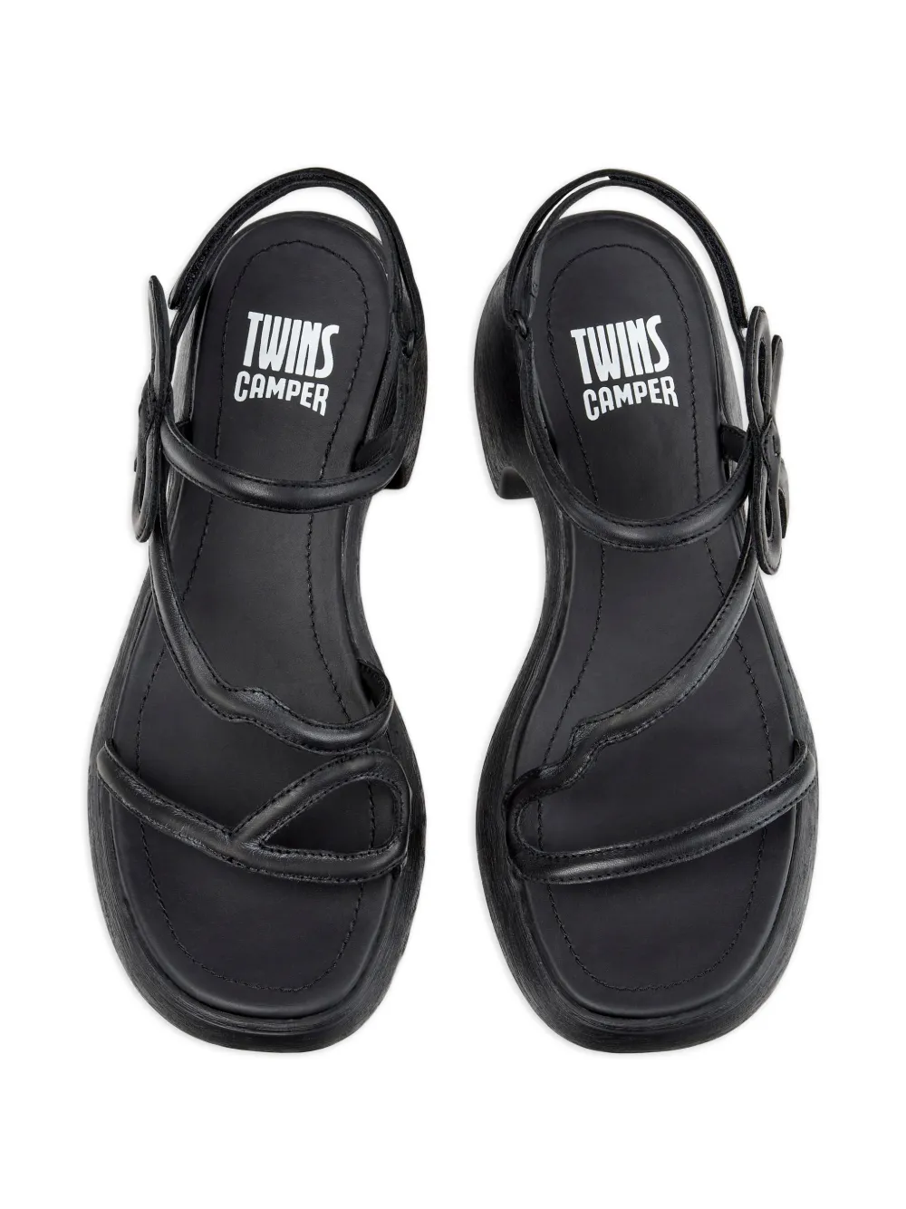 Camper Thelma Twins leren sandalen met strikdetail Zwart