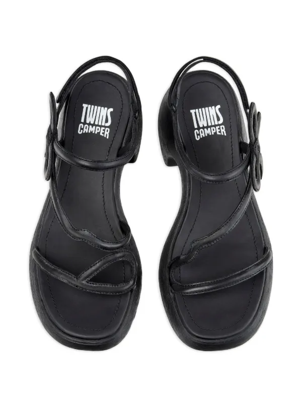 Camper Thelma Twins bow-detail Leather Sandals | Black | FARFETCH