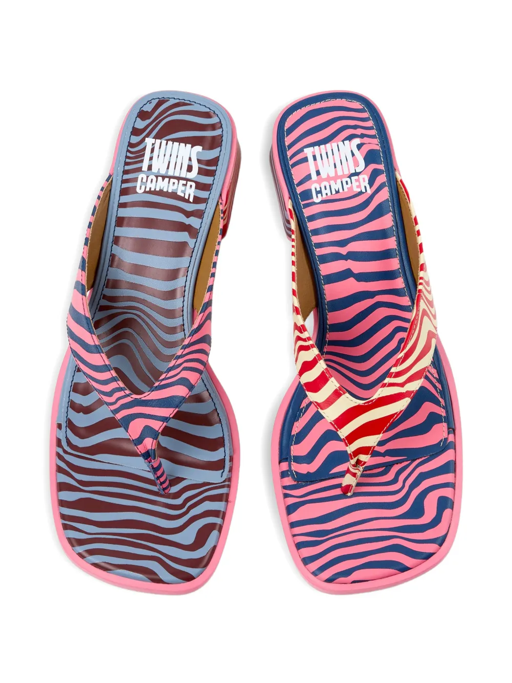 Camper Kora gestreepte sandalen Roze