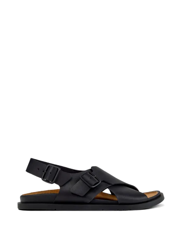 CAMPER クロスストラップサンダル ブラック×グレー　38 Camper Lluc Buckled crossover-strap Sandals | Black | FARFETCH