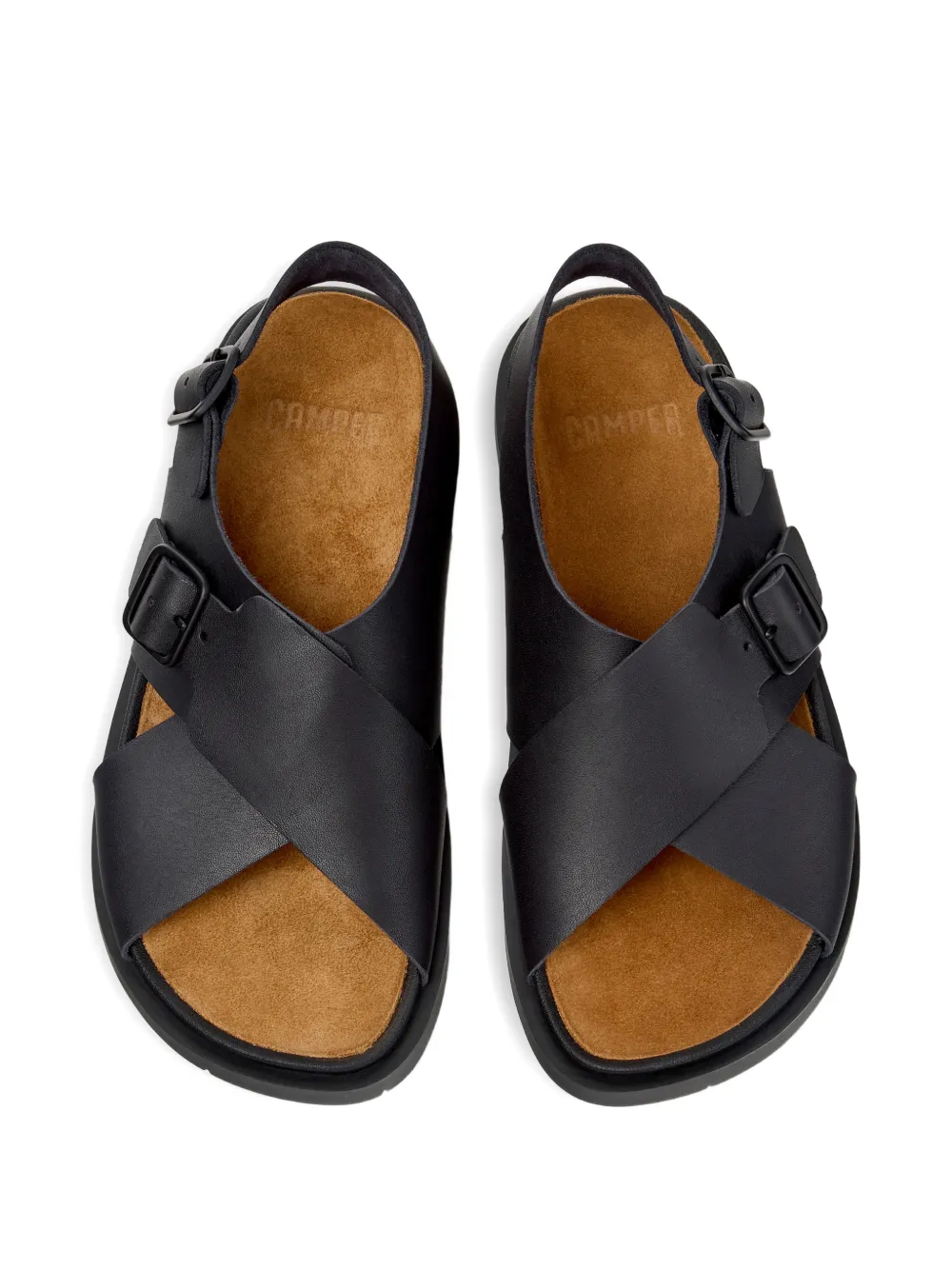 Camper Lluc sandalen met gesp en gekruist bandje Zwart