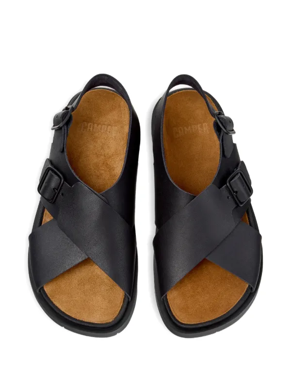 Camper Lluc Buckled crossover-strap Sandals | Black | FARFETCH