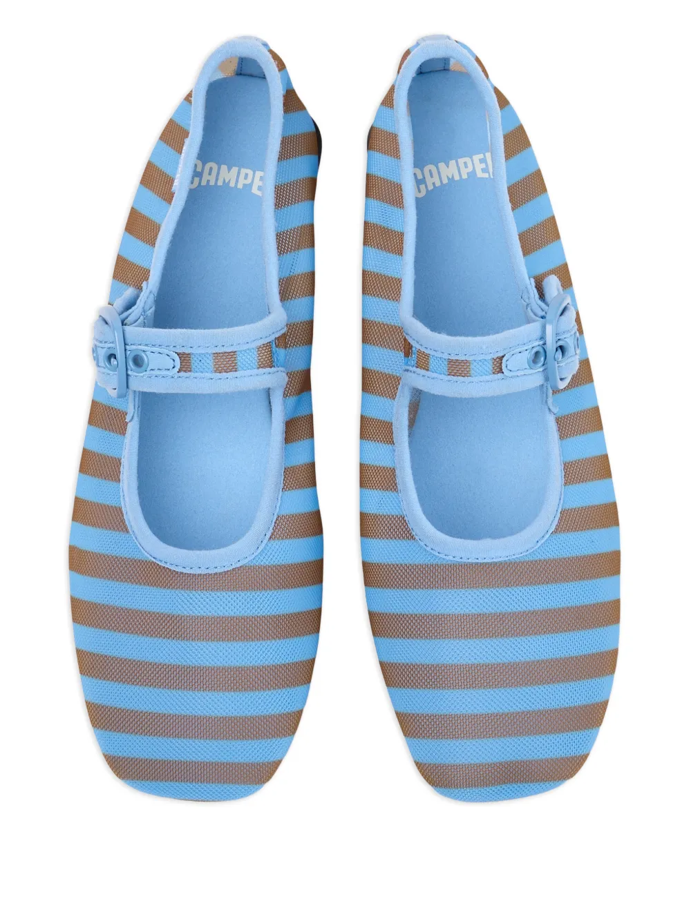 Camper Casi Myra gestreepte ballerina's met gesp Blauw