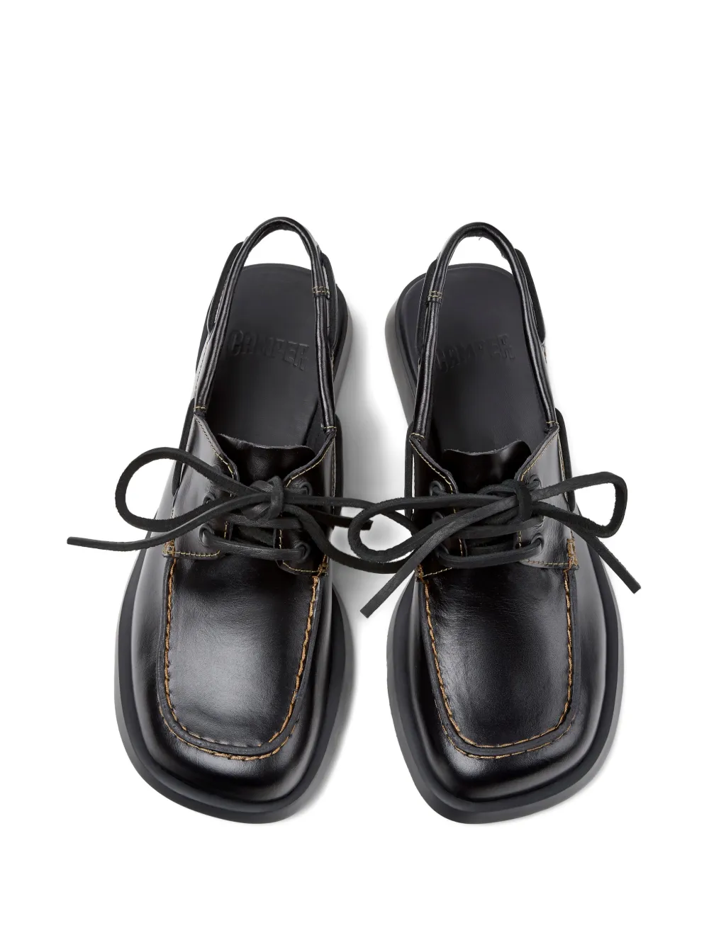 Camper Dana lace-up leather mules Zwart