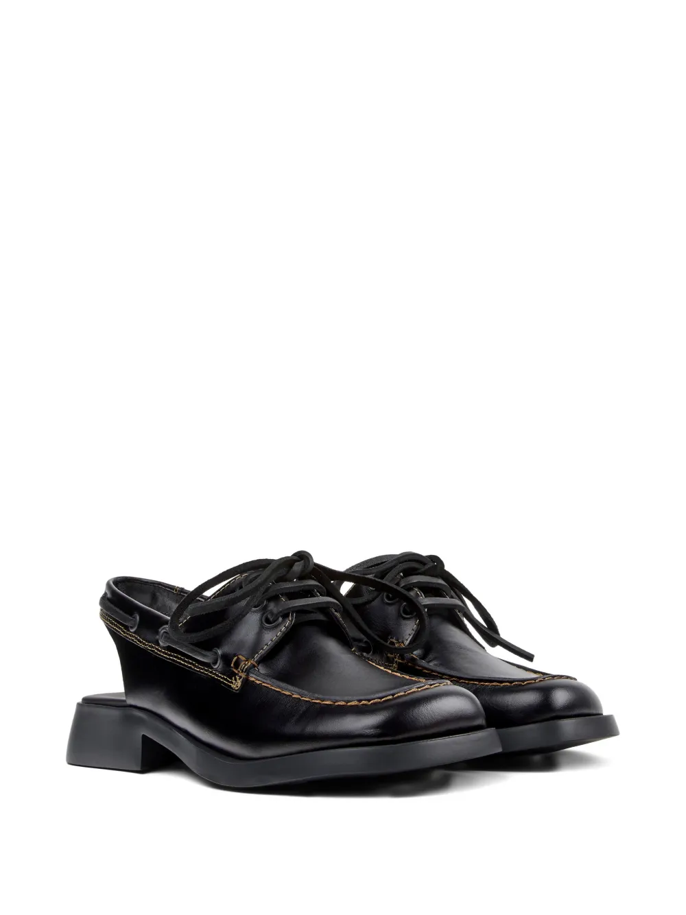 Camper Dana lace-up leather mules Zwart