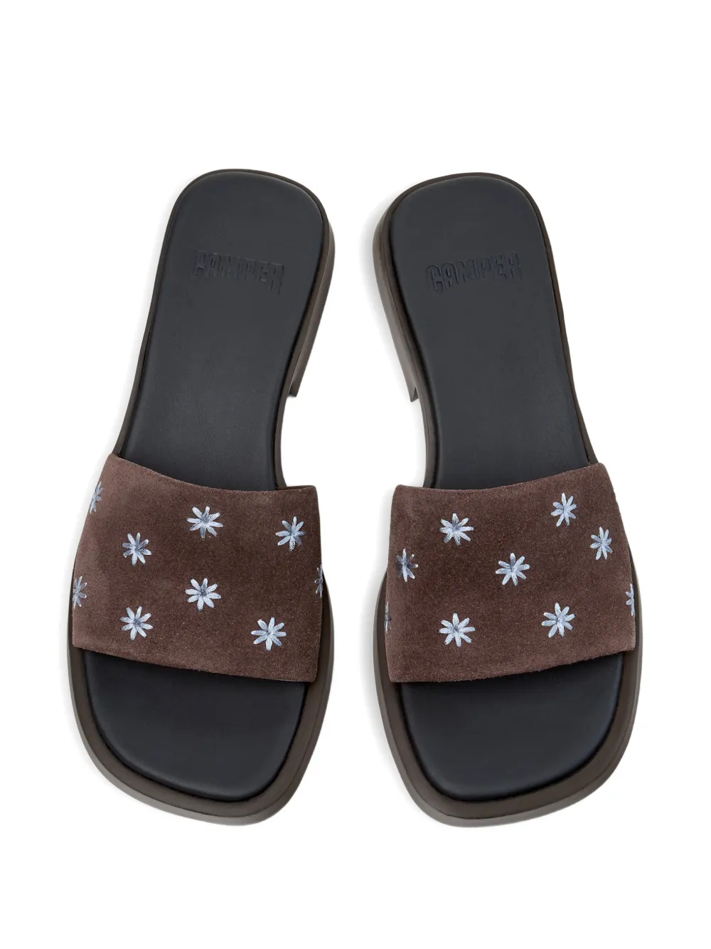 Camper Dana suède sandalen met bloemdetail Bruin