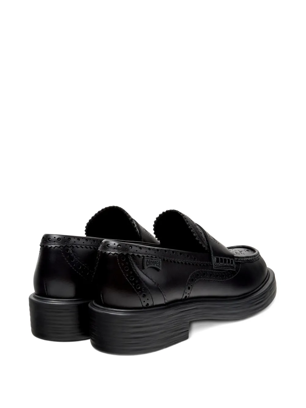 Camper Soepele leren brogue loafers Zwart