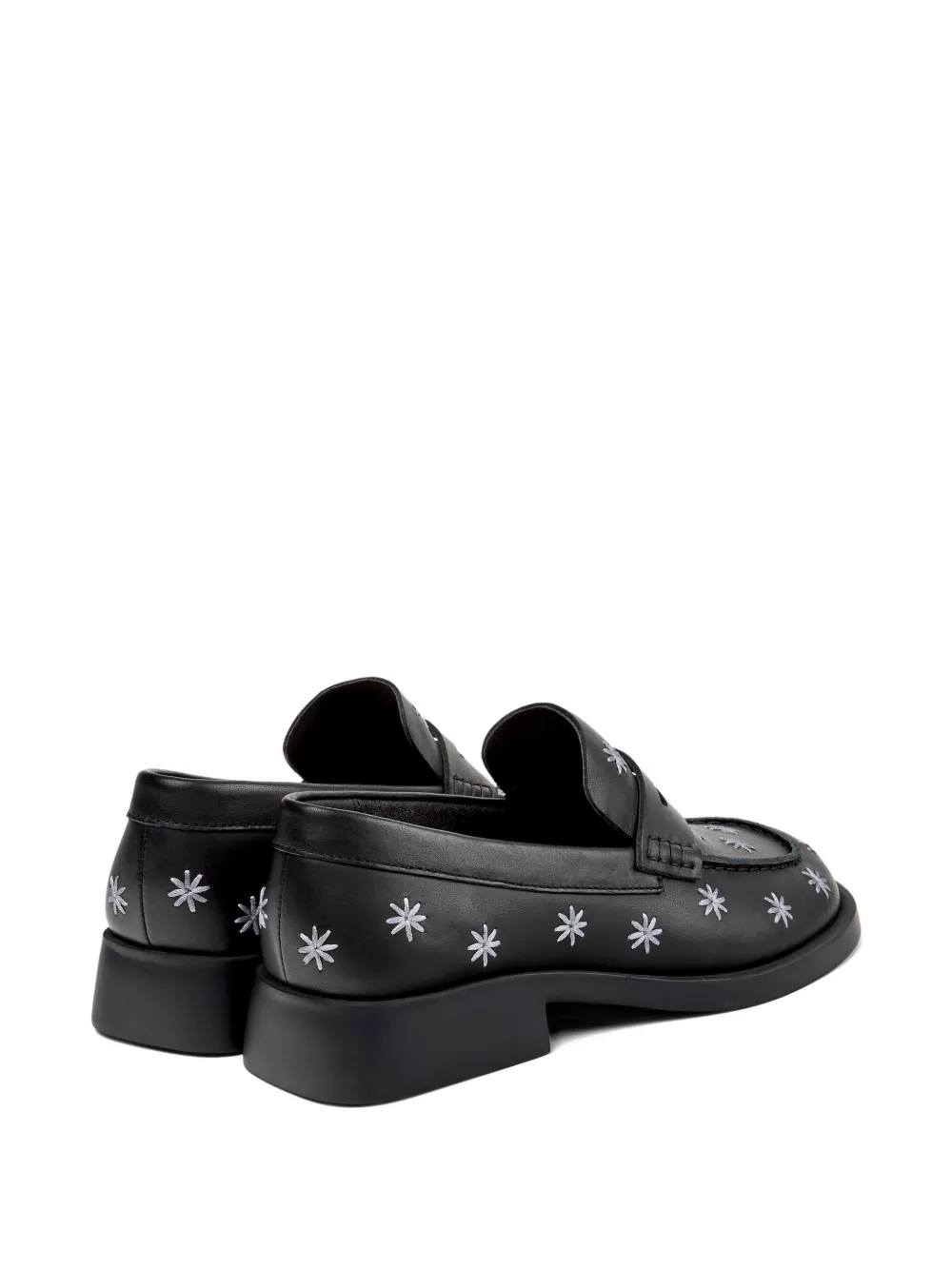 Camper Donna loafers met geborduurde bloemen Zwart