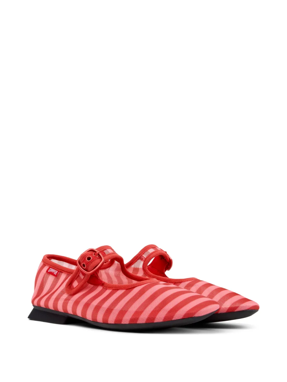 Camper Casi Myra gestreepte ballerina's met gesp Rood