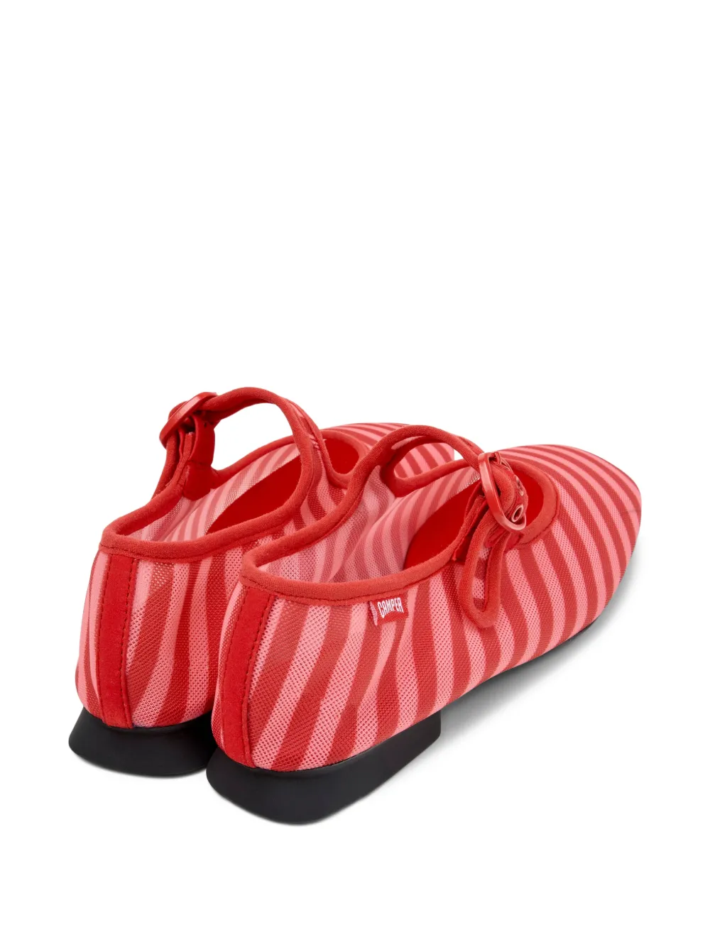 Camper Casi Myra gestreepte ballerina's met gesp Rood