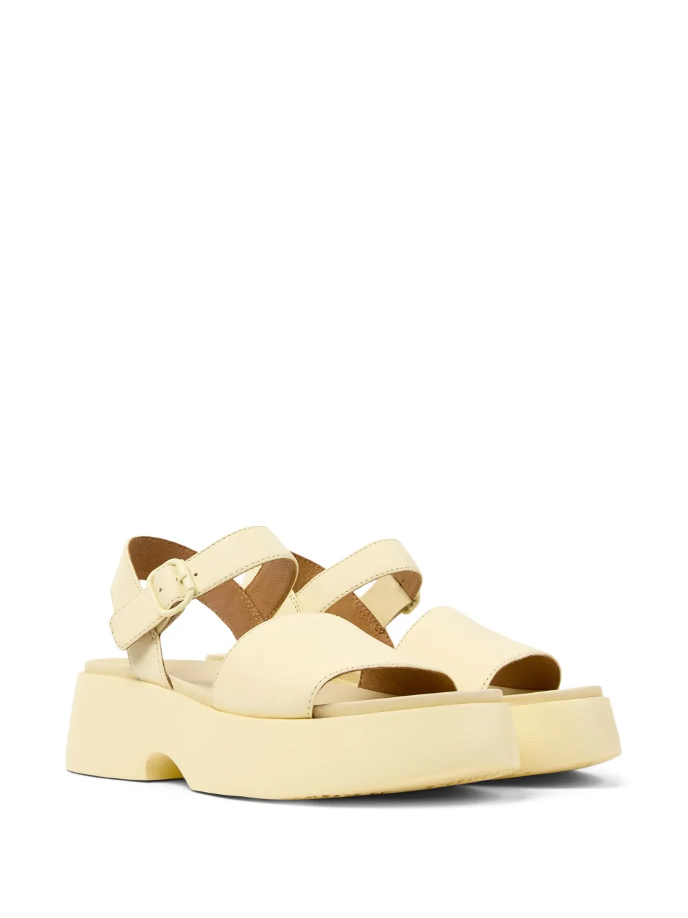 Camper Tasha leren sandalen met gesp Geel