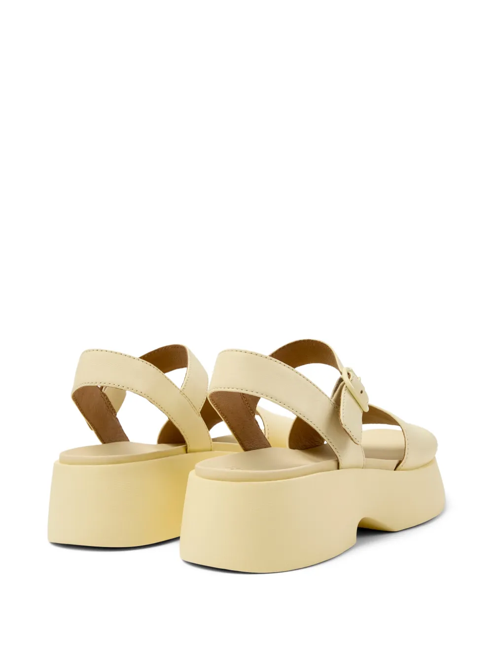 Camper Tasha leren sandalen met gesp Geel