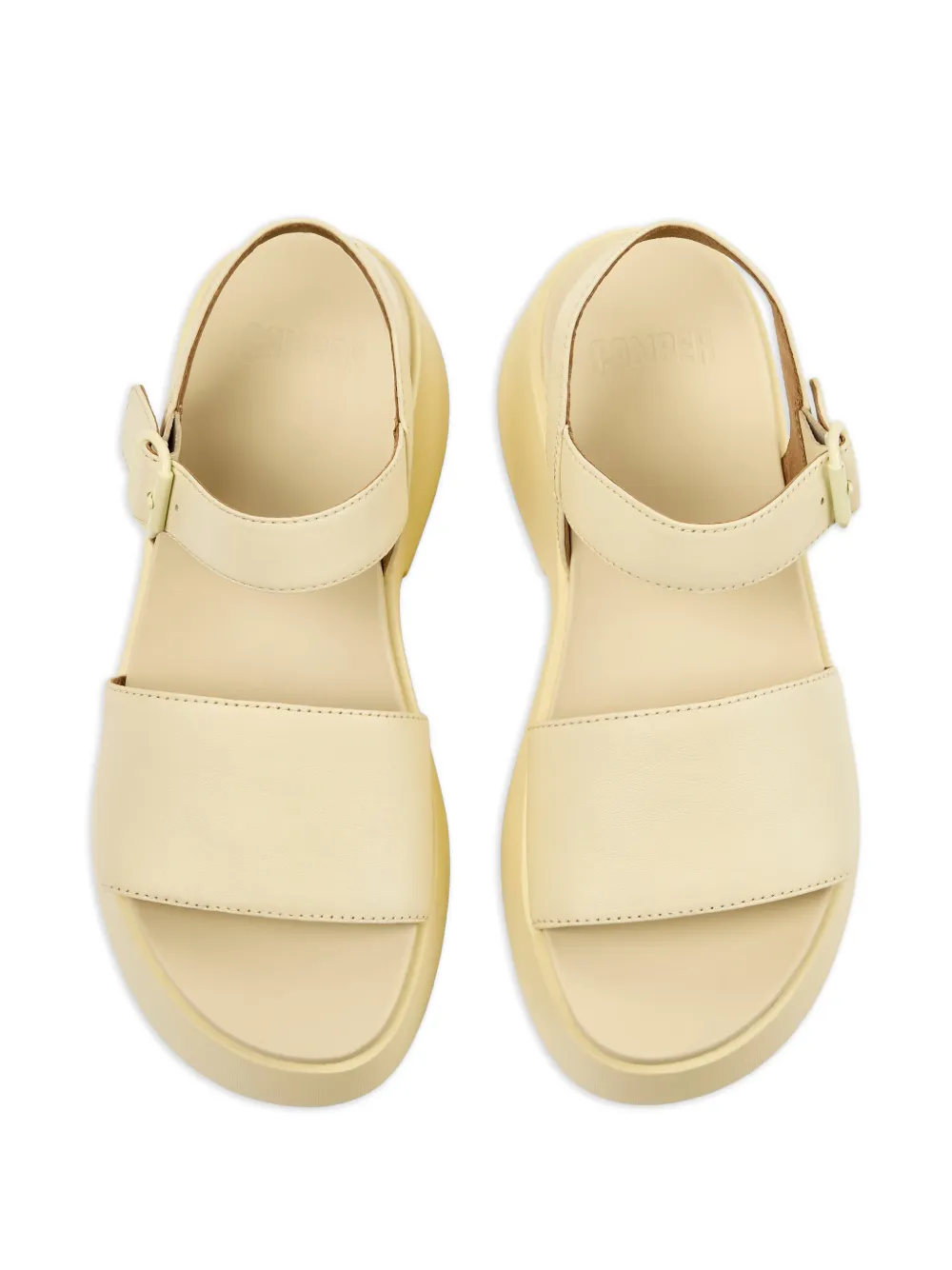 Camper Tasha leren sandalen met gesp Geel