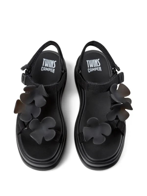 Camper Twins flower-detail touch-strap Sandals | Black | FARFETCH