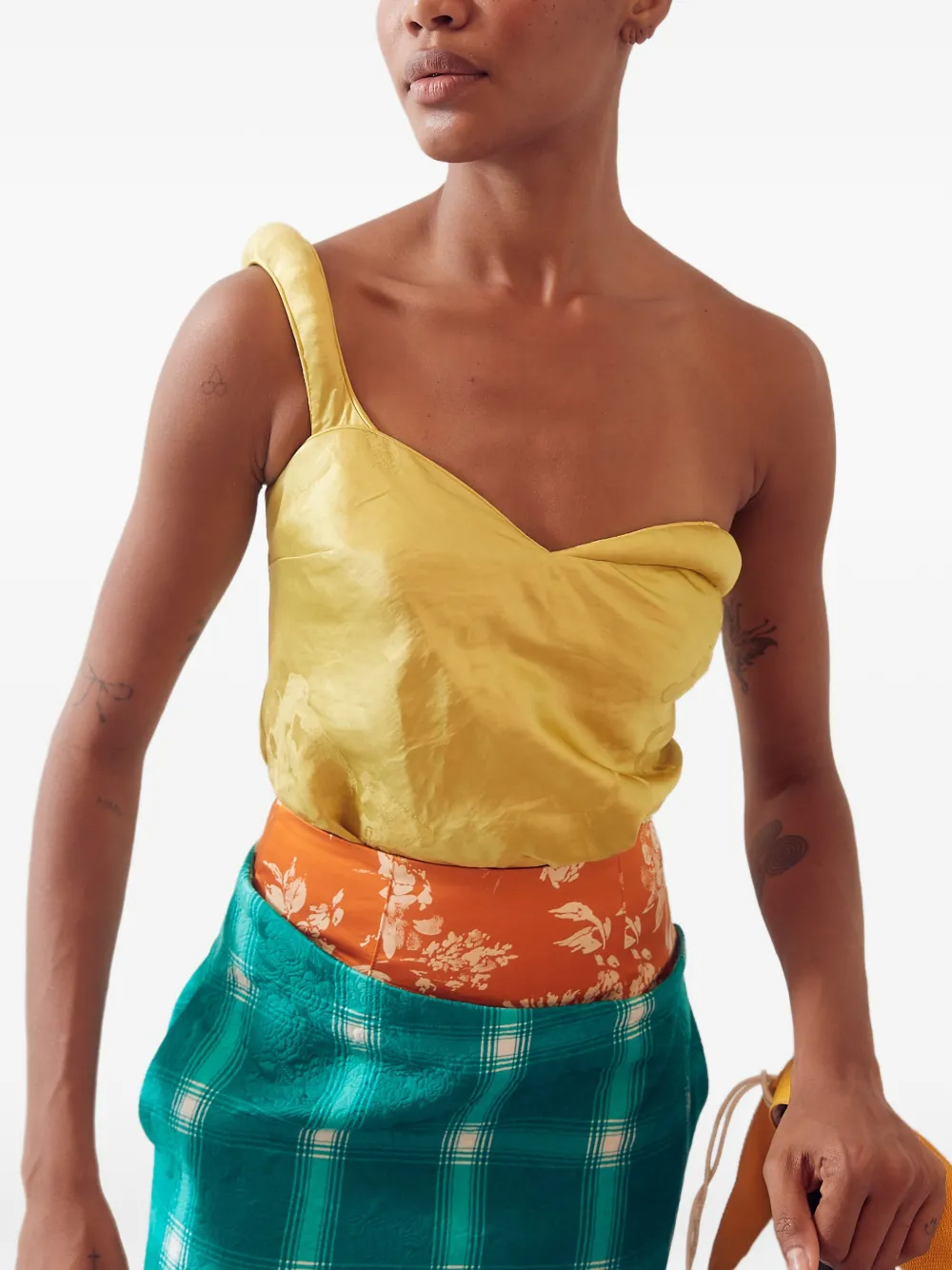 Rosie Assoulin jacquard one-shoulder top - Geel