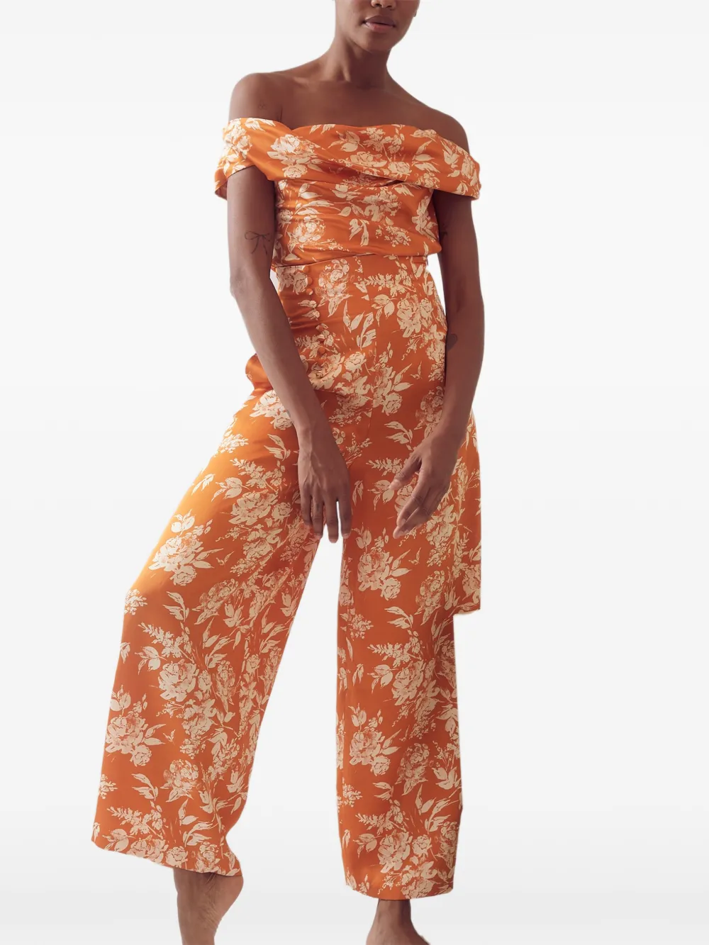 Rosie Assoulin Can't Bare It off-shoulder printed top - Oranje