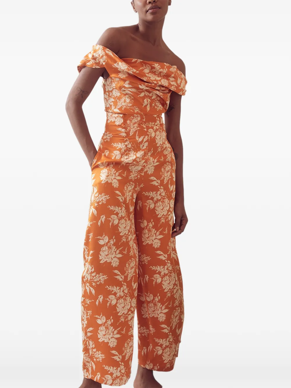  Rosie Assoulin Can't Bare It Off-shoulder Printed Top - Orange 