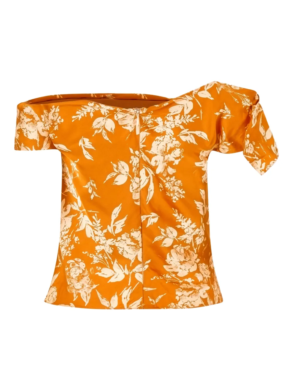 Rosie Assoulin Can't Bare It off-shoulder top met print Oranje