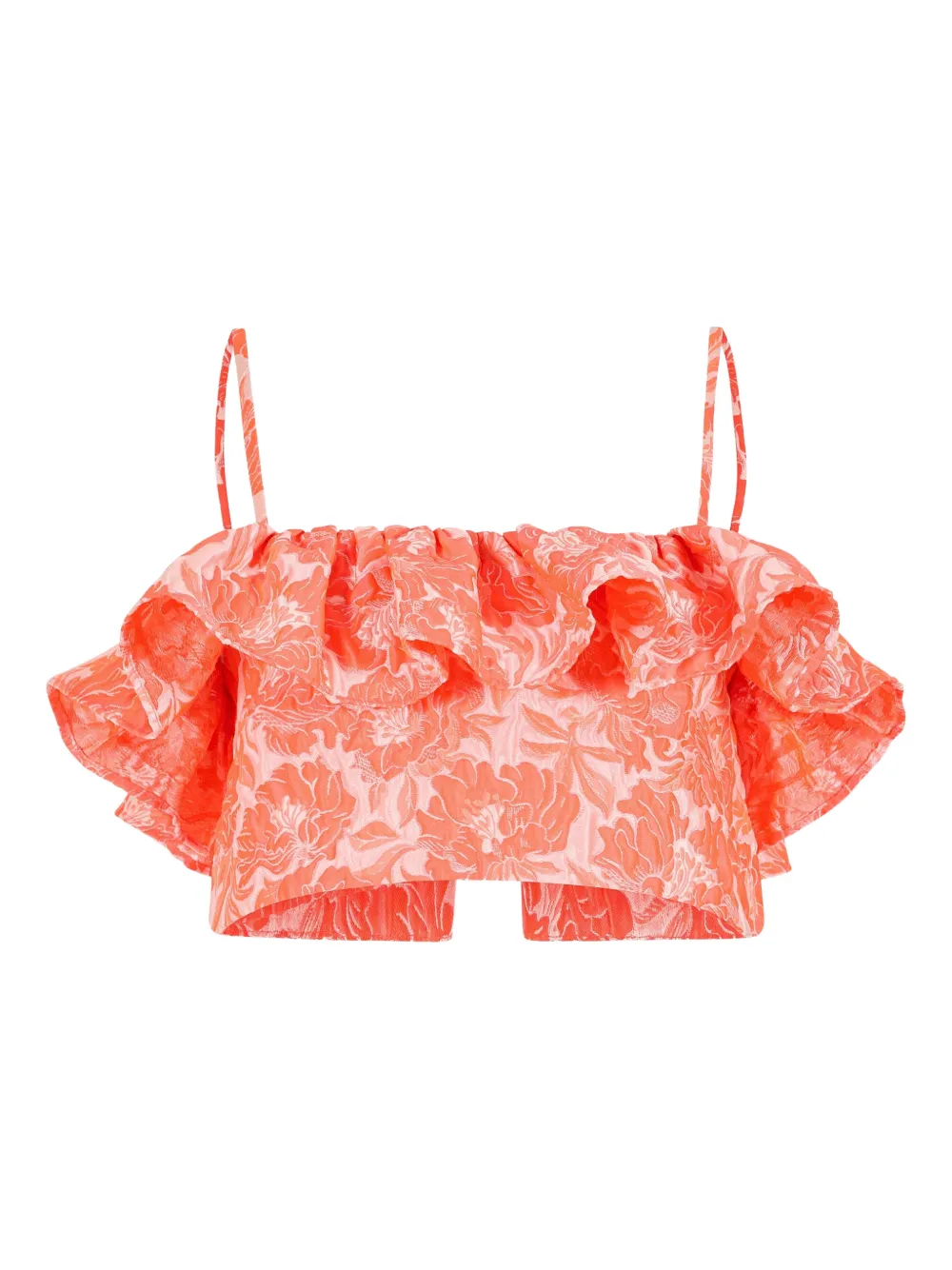 Rosie Assoulin ruffled floral top - Orange