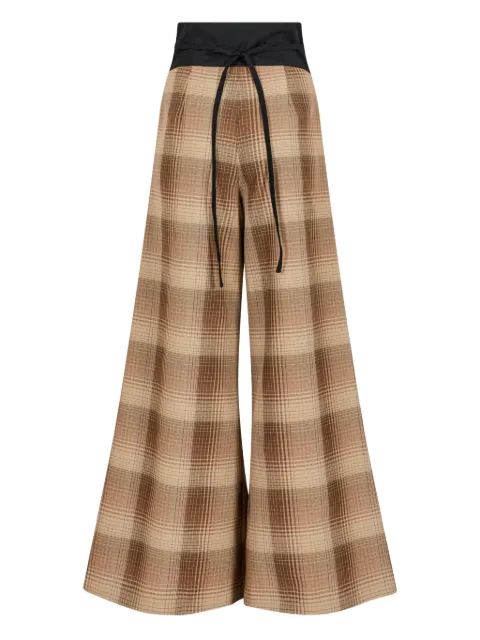 Rosie Assoulin tie-plaid palazzo trousers