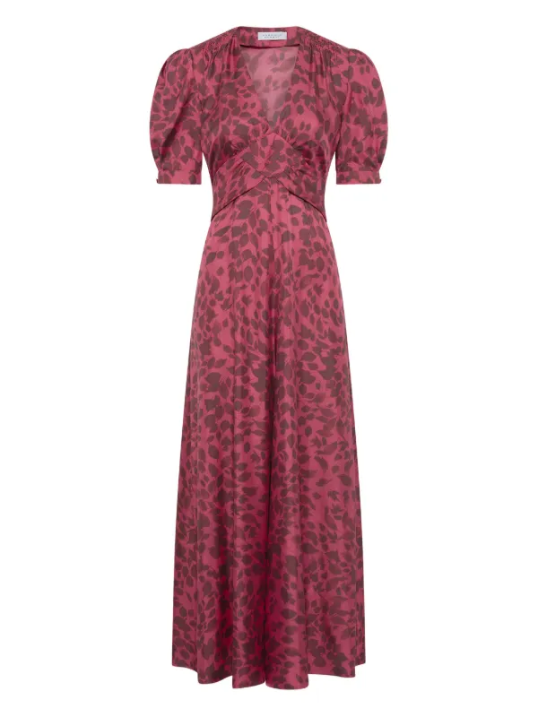 Gabriela Hearst Larkin Puffed-sleeves Floral Midi Dress in Pink