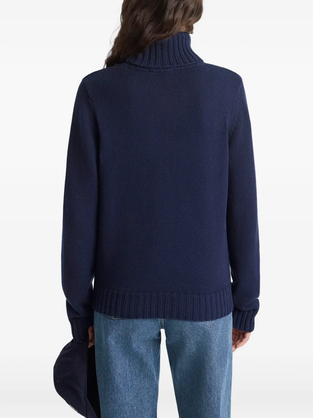 Sporty & Rich Trui met col en illustratie Blauw