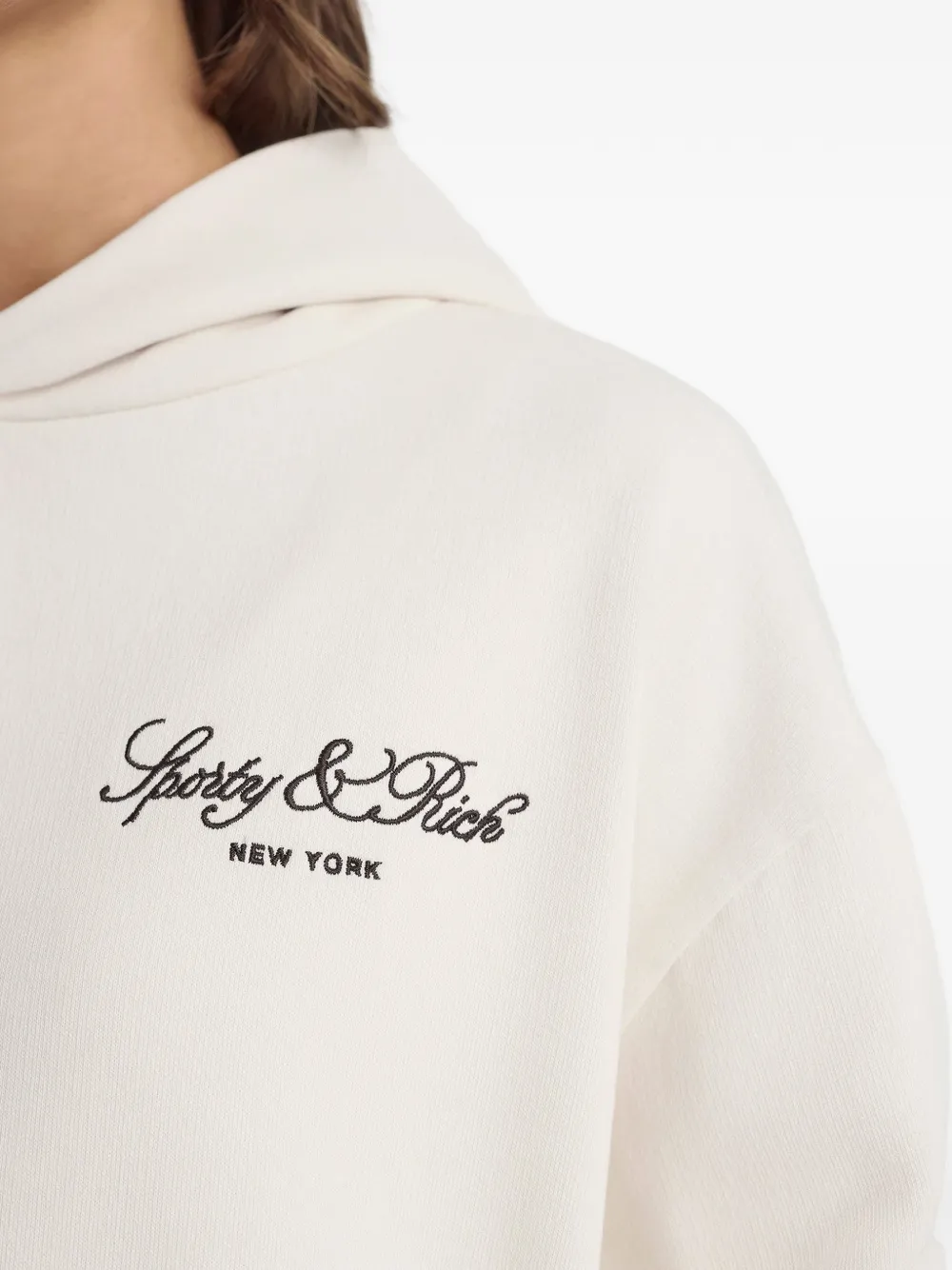 Sporty & Rich Vendome Script hoodie met buidel Beige