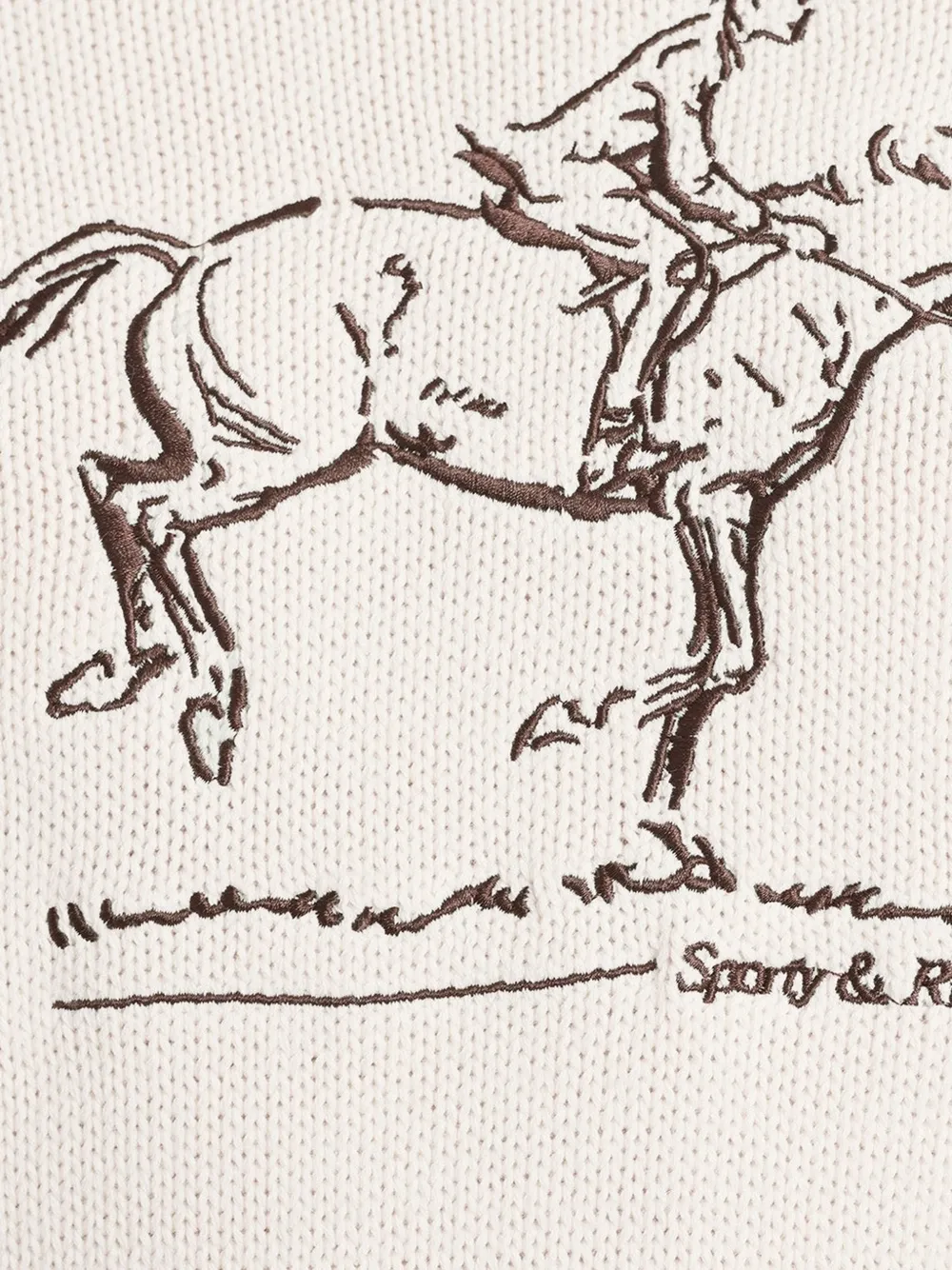 Sporty & Rich Equestrian trui met ronde hals en grafische print Beige