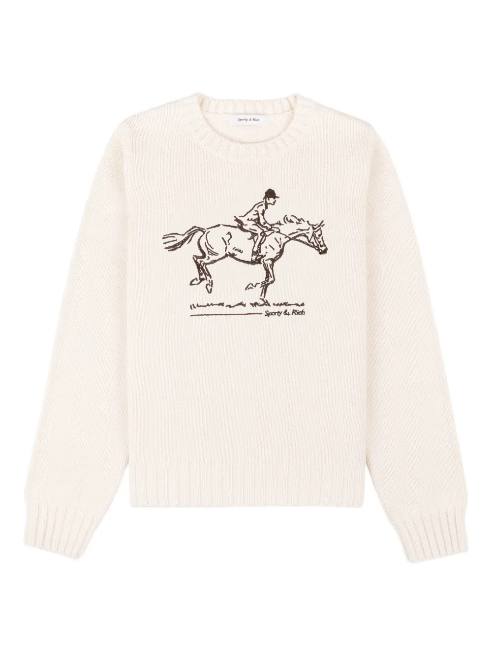 Sporty & Rich equestrian graphic crew-neck sweater - Toni neutri