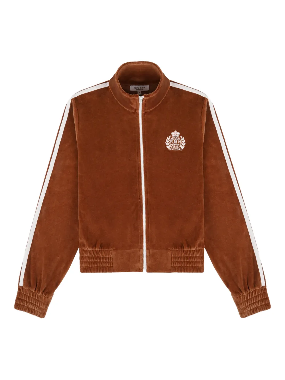 Sporty & Rich NY Crest Elio stripe logo-embroidered sweatershirt - Braun