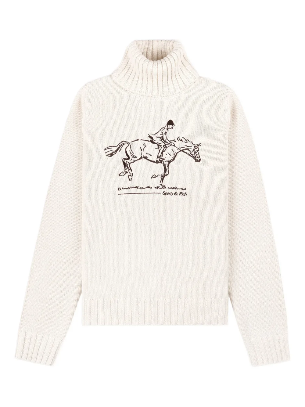 Sporty & Rich turtleneck equestrian-embroidered sweater - Weiß