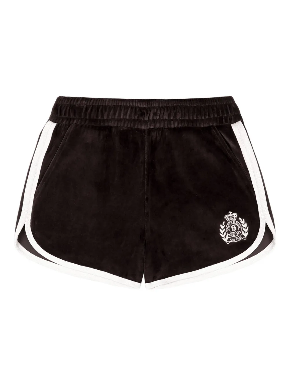Sporty & Rich NY Crest logo track shorts - Marrone