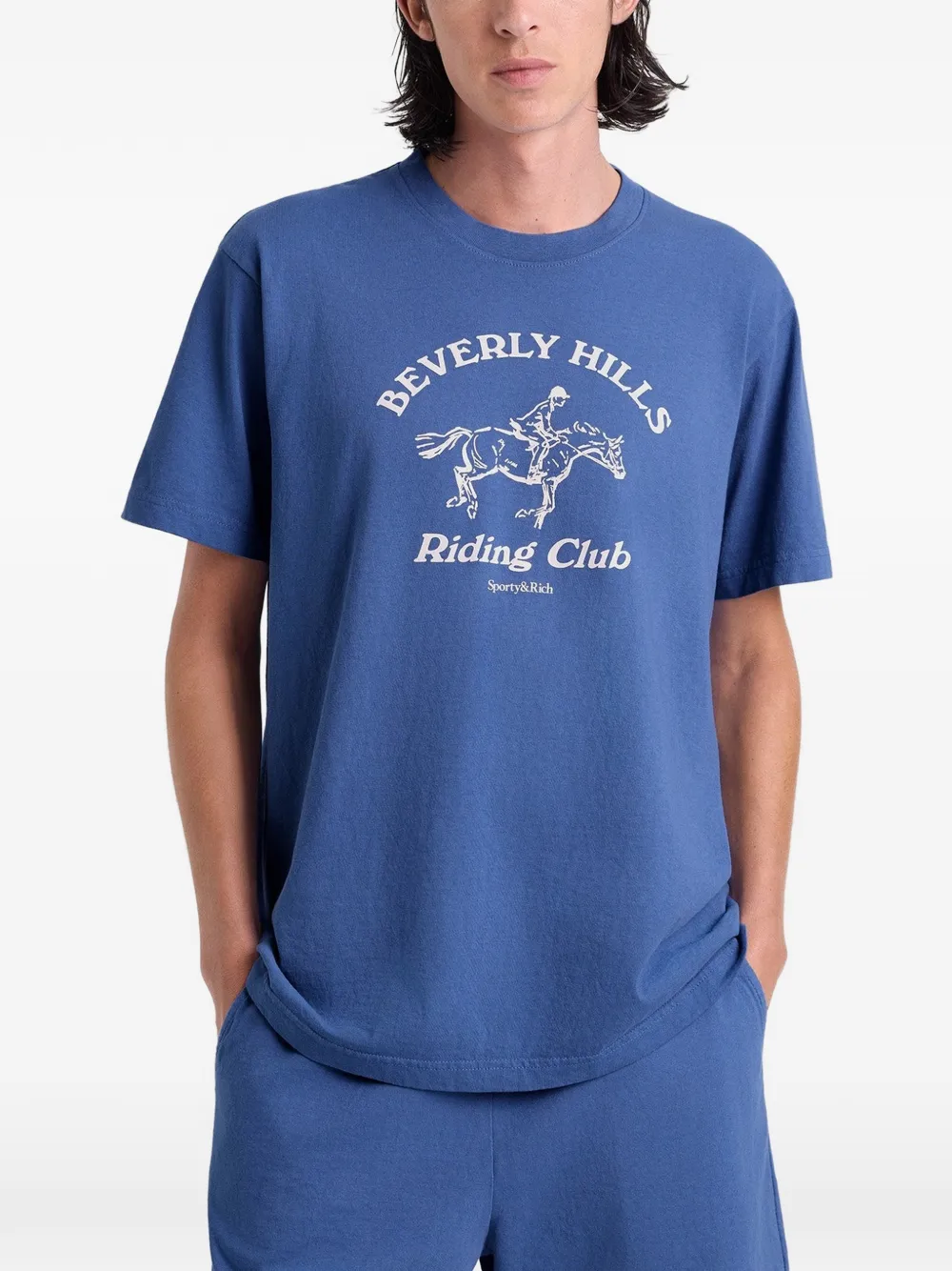 Sporty & Rich BH Riding Club T-shirt met grafische print Blauw