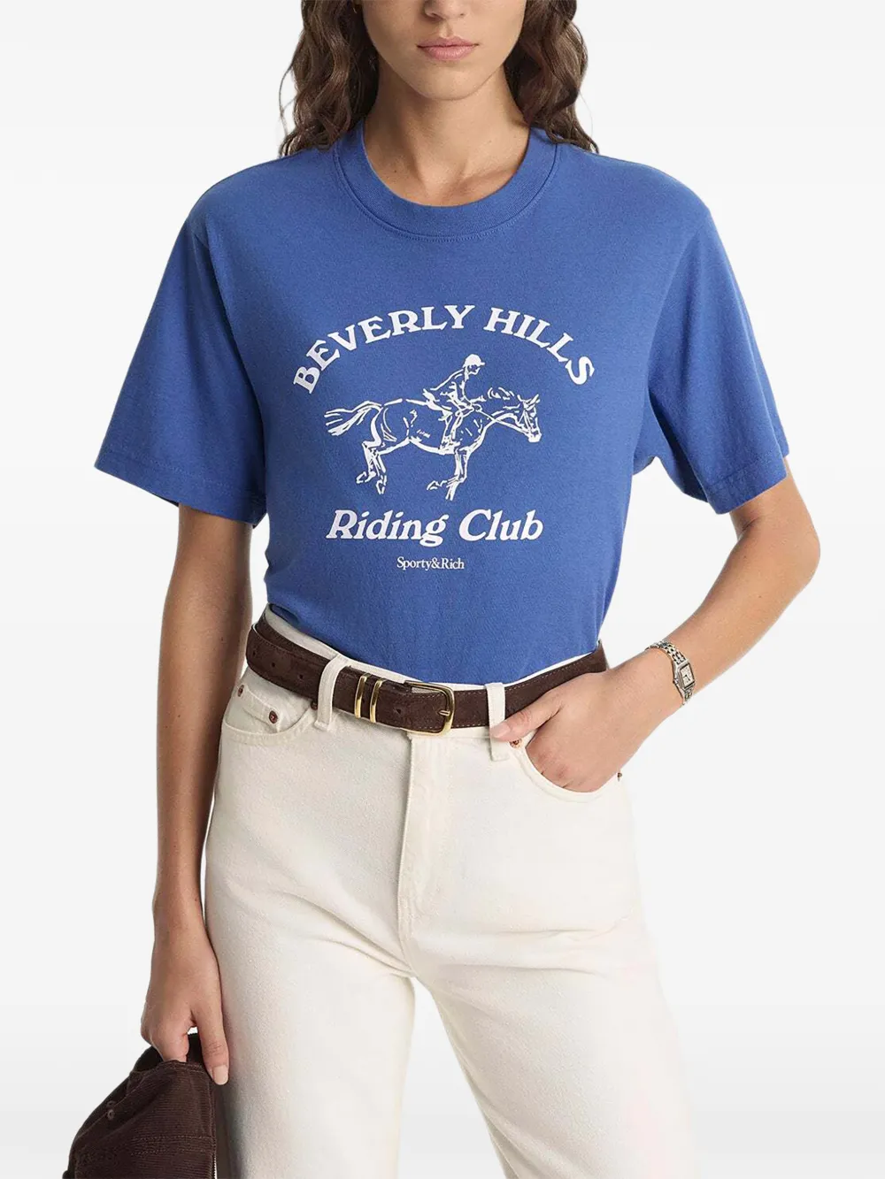 Sporty & Rich BH Riding Club T-shirt met grafische print Blauw