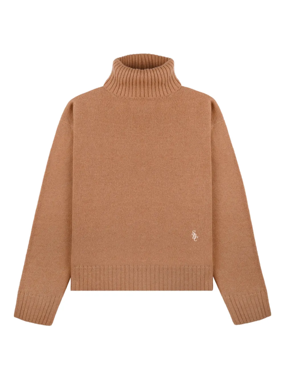 Sporty & Rich SRC turtleneck logo-embroidered sweater - Marrone
