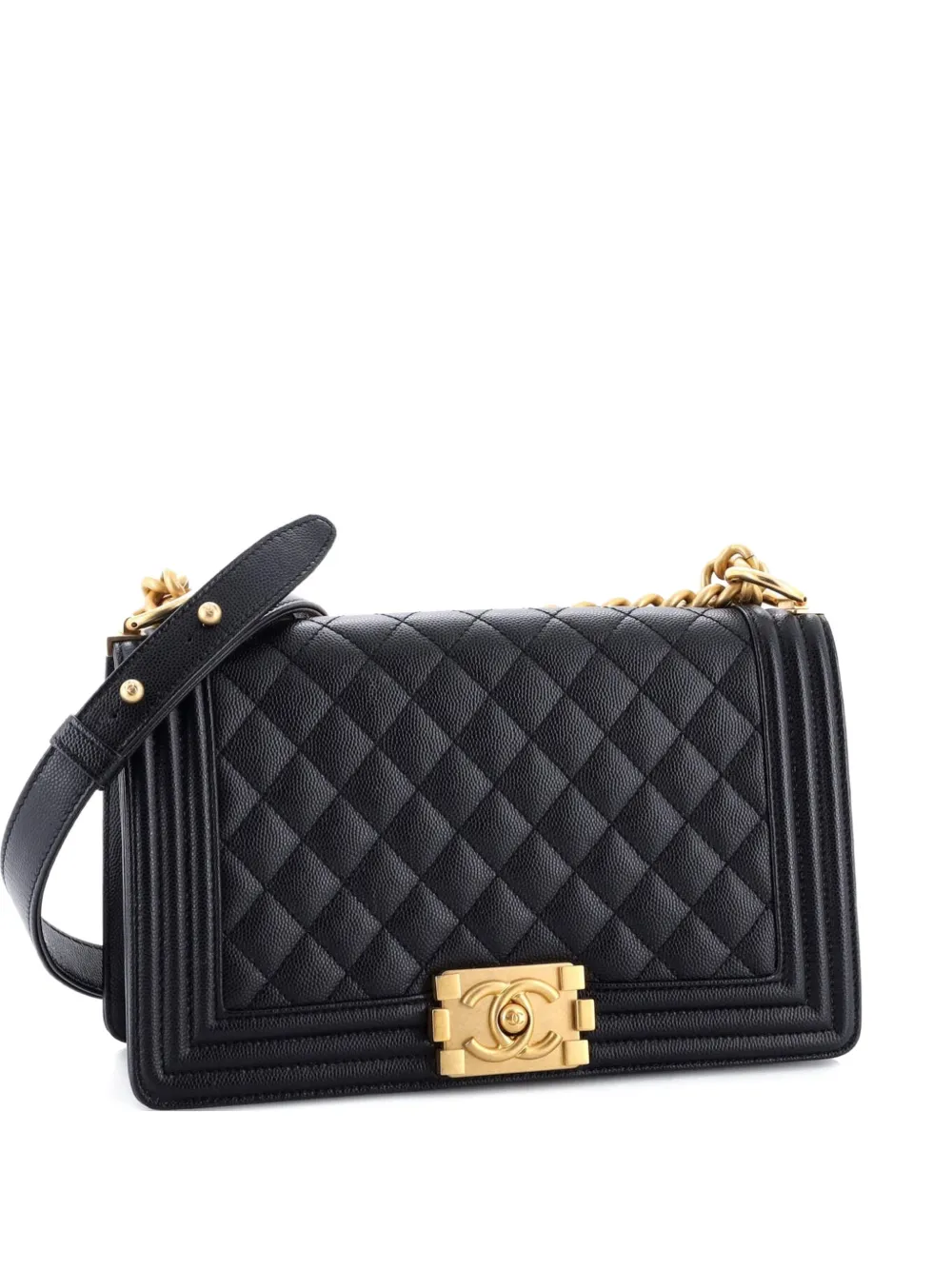 CHANEL Pre-Owned Boy Flap Bag Quilted Caviar Old Medium crossbody bag - Nero
