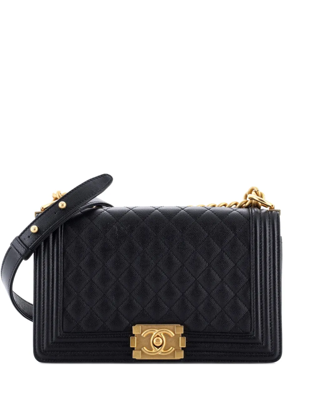 CHANEL Pre-Owned Boy Flap Bag Quilted Caviar Old Medium crossbody bag - Black