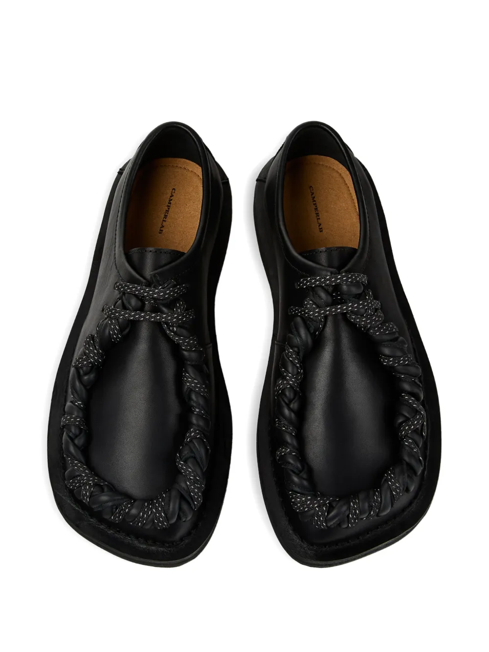 CamperLab Eki gevlochten leren loafers Zwart