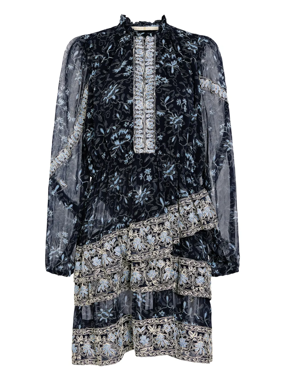 Marie Oliver Yazmine floral-print ruffled dress - Blu