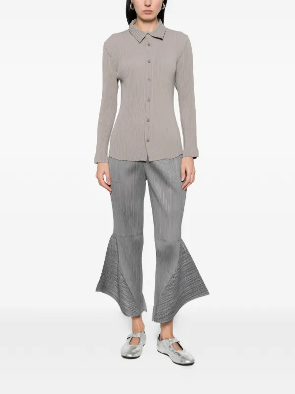 Issey Miyake Hatching Pleats Shirt | Grey | FARFETCH FI
