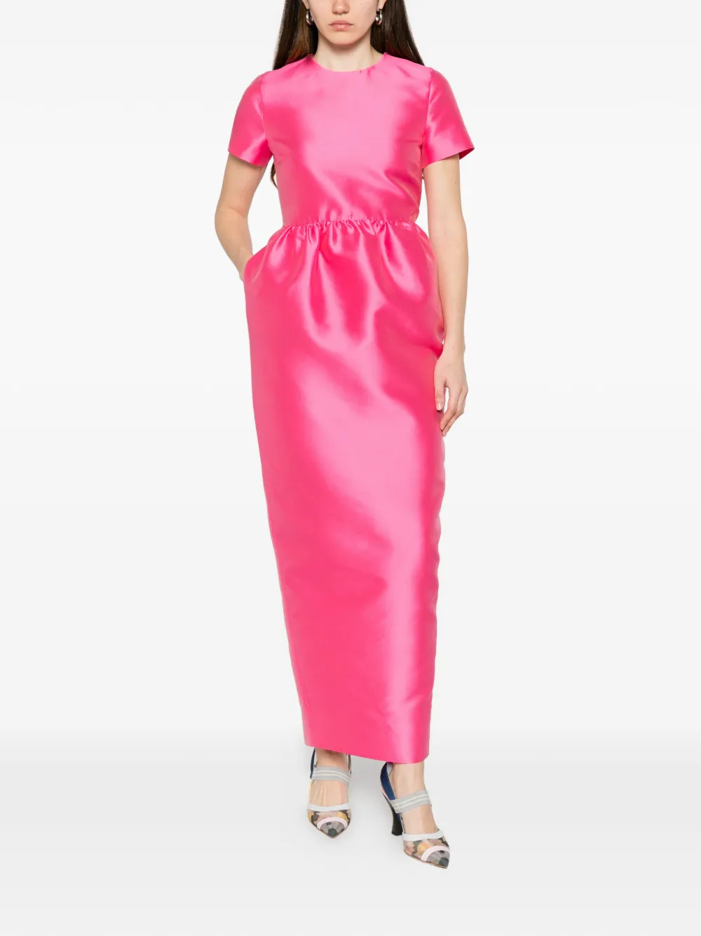 Bernadette Lexi jurk met gesmockte taille Roze