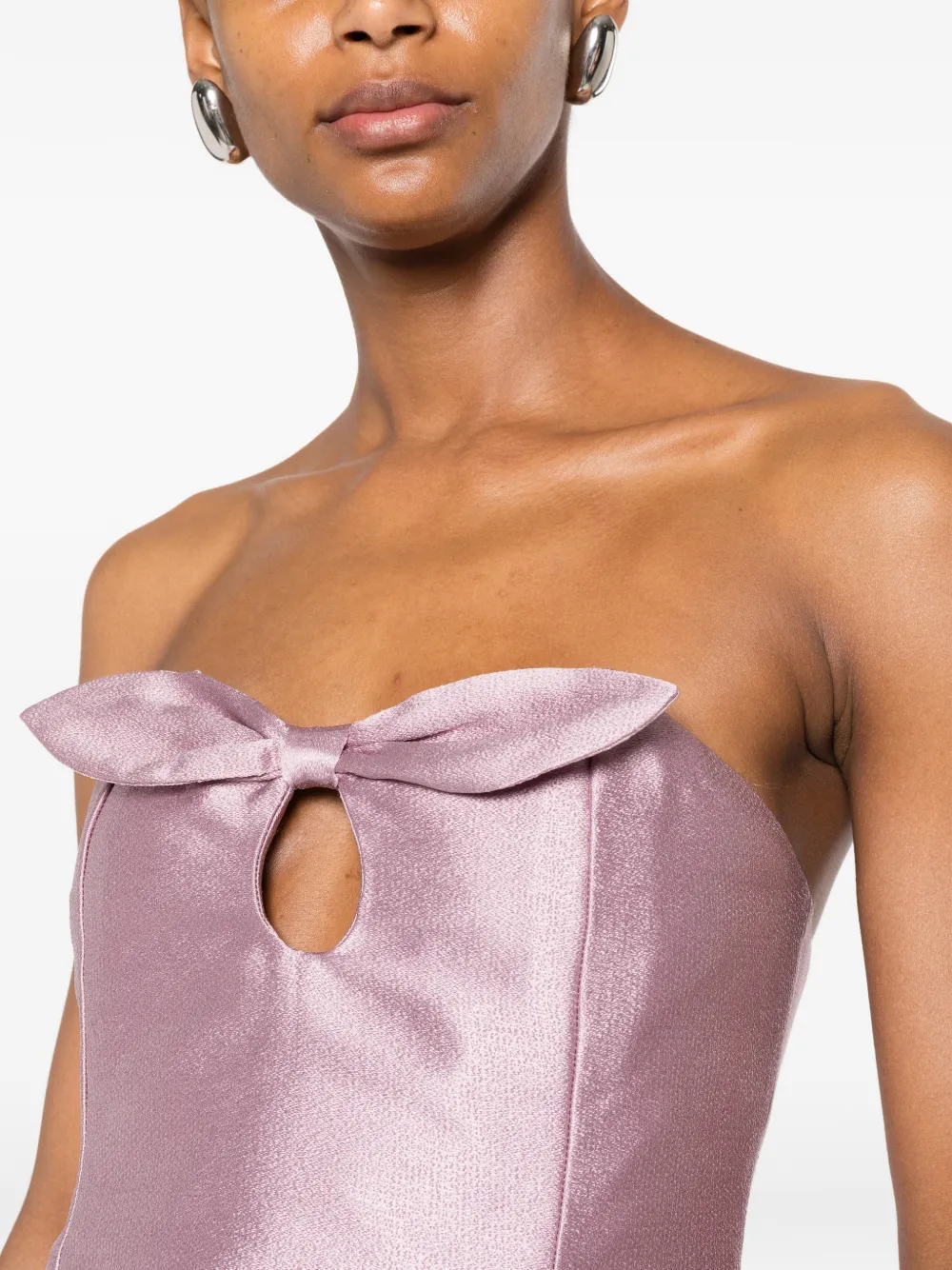 Bernadette Charlotte Bow-detail Mini Dress in Pink, view 5
