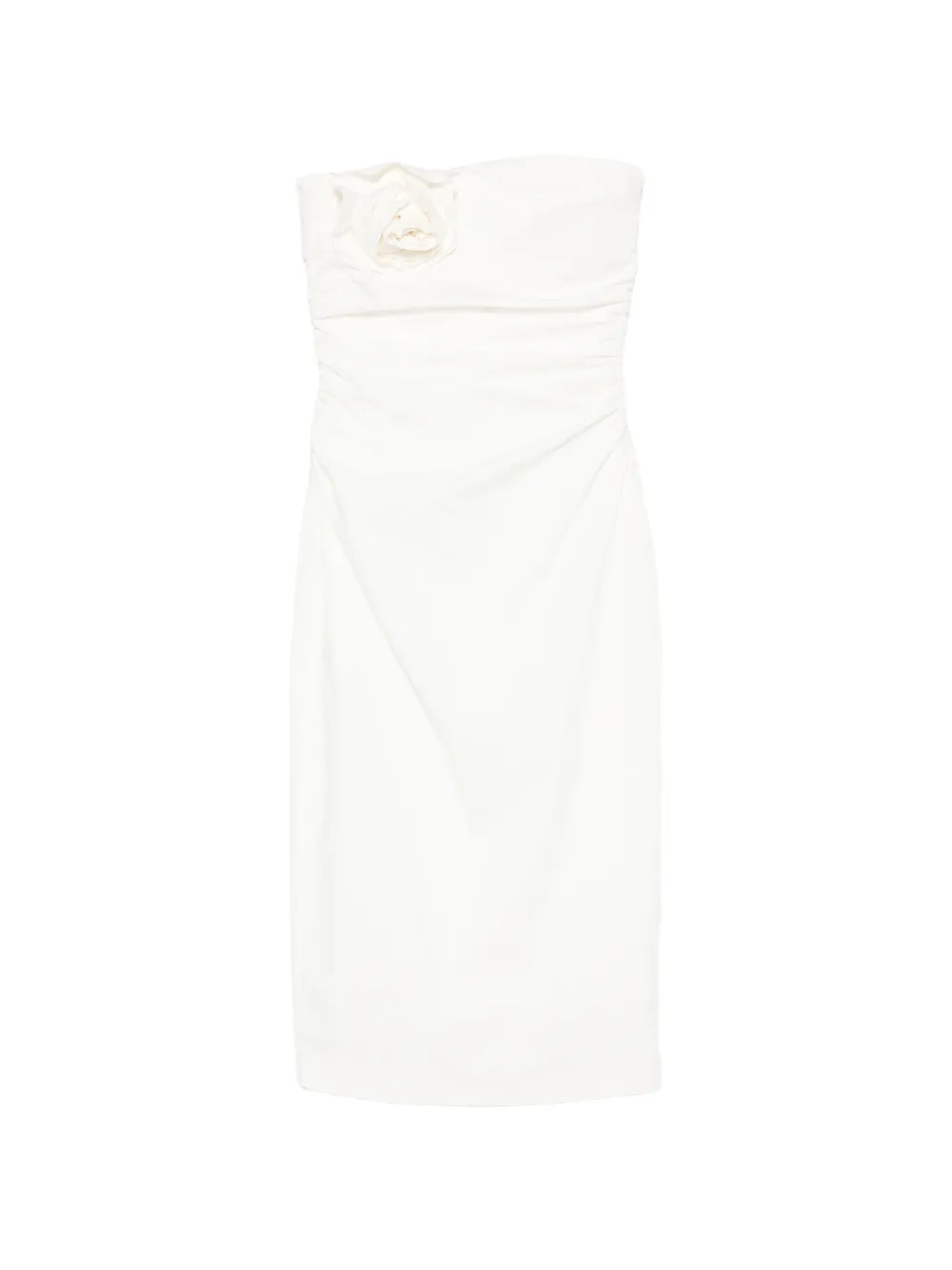 Bernadette Vera flower-brooch strapless midi dress - Weiß